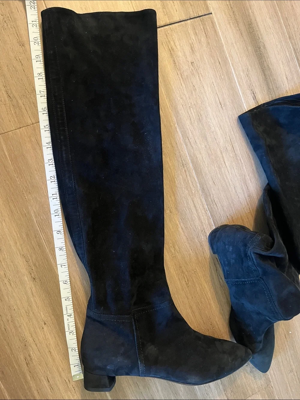 AGL Made in Italy Leather Suede Knee High Slouchy Boots Black 37 1/2 Sz 7